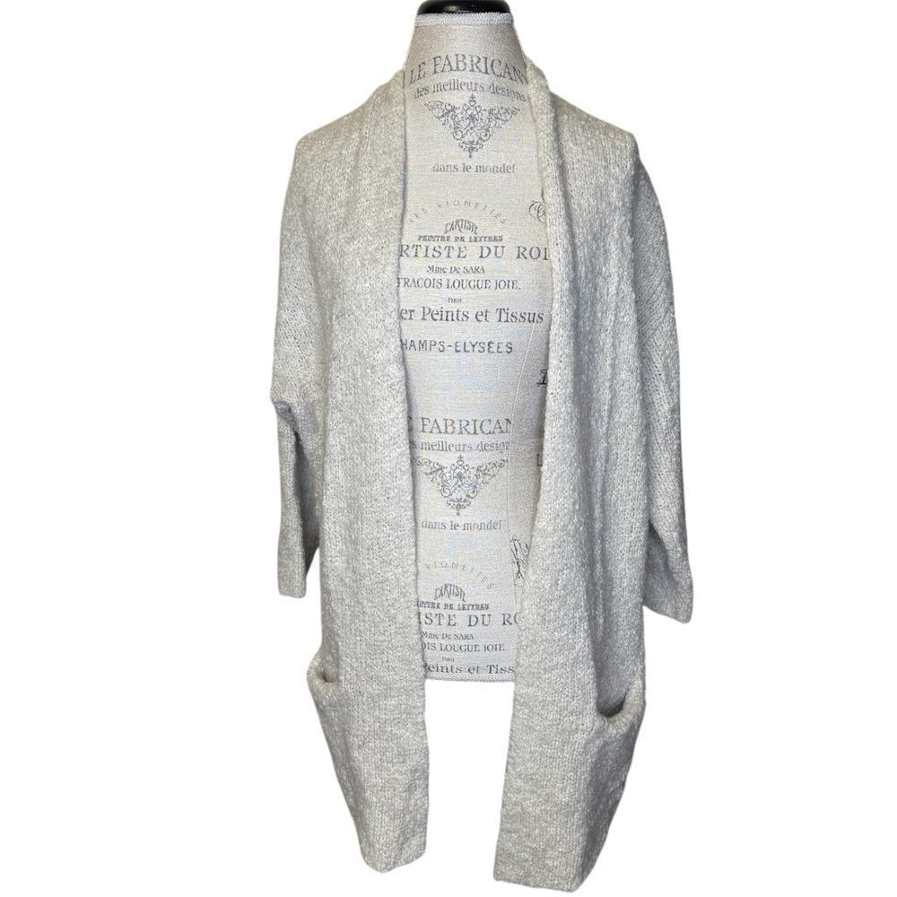 Aerie Wool Blend Cozy Women's Gray Cream Sweater Cardigan Wool Blend L / XL